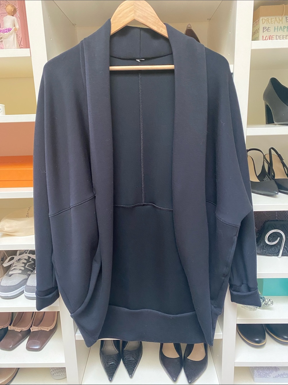 SPANX - Black Open-Front Shawl Collar Cardigan.  Like NEW!  Size S/M.